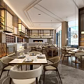 Elegant Modern Restaurant Interior With Wine Racks Fireplace Large Windows Dining Tables And Pendant Lights