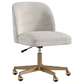 Light Gray Fabric Single Chair with Gold Base Swivel Function and Wheels 3d model