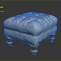 Elegant White Upholstered Ottoman With Gold Carved Legs And Tufted Top