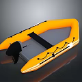 Yellow Inflatable Boat With Black Outboard Motor Gray Floor And Reflective Strips