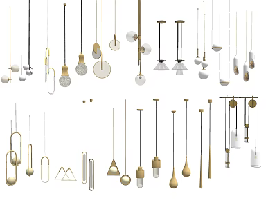 Modern Pendant Lights With Various Stylish Designs And Metal Finishes For Home Decor 3d model
