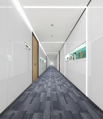 modern aisle office aisle 3d model