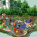 Enchanting Fairy Tale Garden With Castle Forest Mushrooms Slide And Pumpkin Decorations