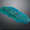 Blue 3D Geological Terrain Model With Mountain Ranges And Valley Details