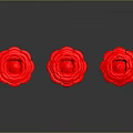 Beautiful Three Red Flowers with Green Stems Against Gray Background