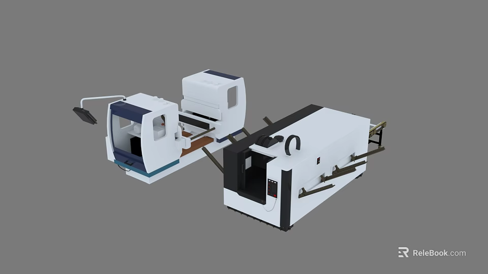 Modern Precision CNC Machine Tool With Control Console And Tool Storage 3d model 