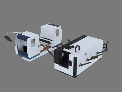 Modern Precision CNC Machine Tool With Control Console And Tool Storage 3d model