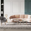 Nordic Sofa Coffee Table Combination 3d model