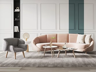 Nordic Sofa Coffee Table Combination 3d model