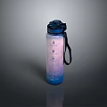 Daily Use Water Bottle With Blue Lid Carabiner Strap And Water Drop Design