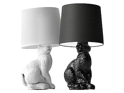 Modern Decorative Unique Shaped Table Lamps Animal Shaped Bases With White And Black Fabric Shades 3d model