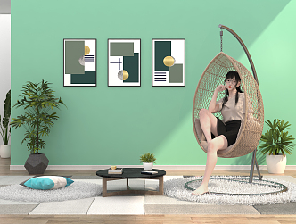 Modern Hanging Chair Hanging Chair Drop Type 3d model