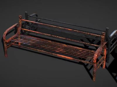 Outdoor Sofa With Rustic Iron Design And Weathered Metal For Garden Patio Use 3d model
