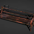 Outdoor Sofa With Rustic Iron Design And Weathered Metal For Garden Patio Use