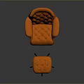 Modern Orange Quilted Armchair With Ottoman And Black Metal Legs Design