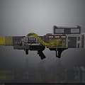 Futuristic Sci Fi Mechanical Device With Yellow Pipes Gray Body And Support Base