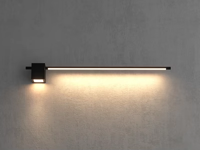 Modern Decorative Wall Mounted Linear Light With Black Frame And Soft Glow On Gray Wall 3d model