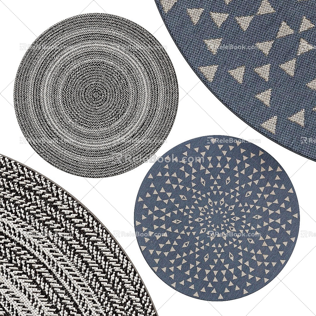 Retro Pattern Round Carpet 3d model