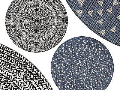 Round Rugs With Various Geometric And Textured Patterns 3d model