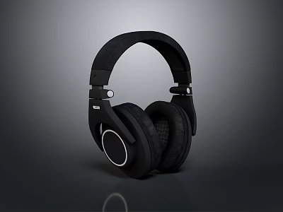 Black Over Ear Computer Headphones With Sleek Design And Comfortable Ear Cushions 3d model