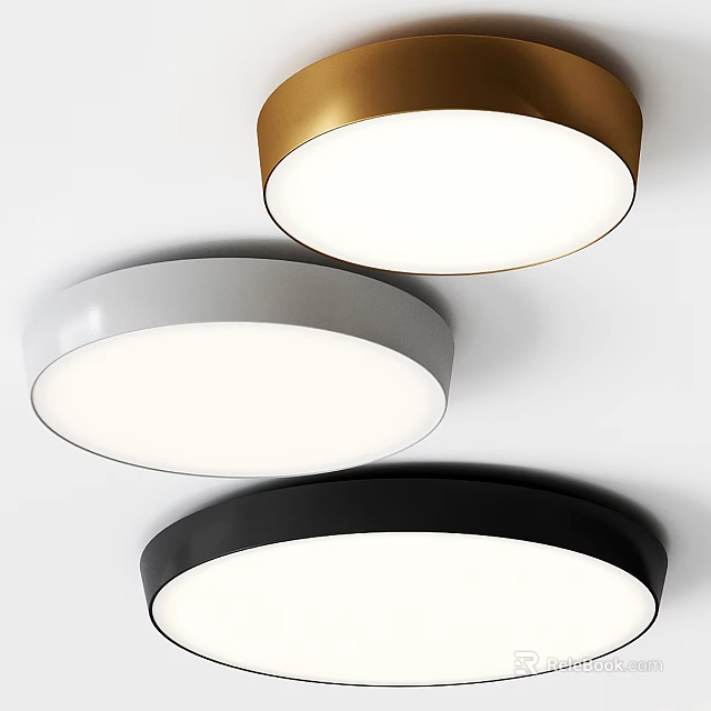 Modern Round Ceiling Lights in Gold Gray and Black Colors for Home Interior 3d model 