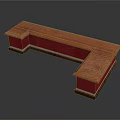 Stylish L Shaped Wooden Top Furniture With Red Base For Dining Area