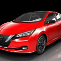 Red Nissan Leaf Electric Car With Sleek Modern Exterior Design Features
