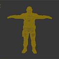 Futuristic Warrior in Black and Red Armor With Helmet And Outstretched Arms 3D Character