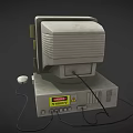 Vintage Computer Setup With Monitor Case Keyboard Mouse Stickers Sticky Notes NASA 7UP Logos