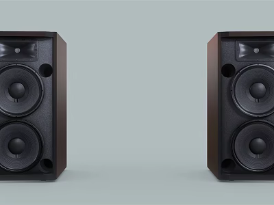Pair of High Quality Home Audio Speakers With Wooden Cabinets And Black Drivers 3d model
