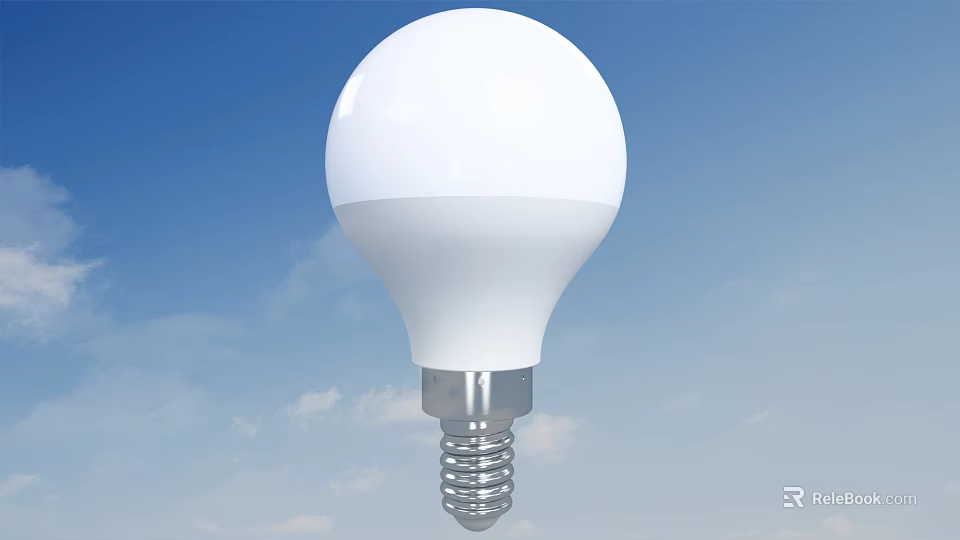 Bright White LED Bulb Lighting Fixture For Home With Sky Background 3d model 
