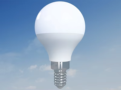 Bright White LED Bulb Lighting Fixture For Home With Sky Background 3d model