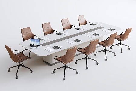 Modern Conference Table and Chair 3d model