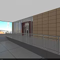Modern Station Interior Design With Metal Ceiling Marble Floor And Security Gates 3d model