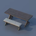 Modern Wooden Dining Table And Upholstered Bench Furniture Set For Home