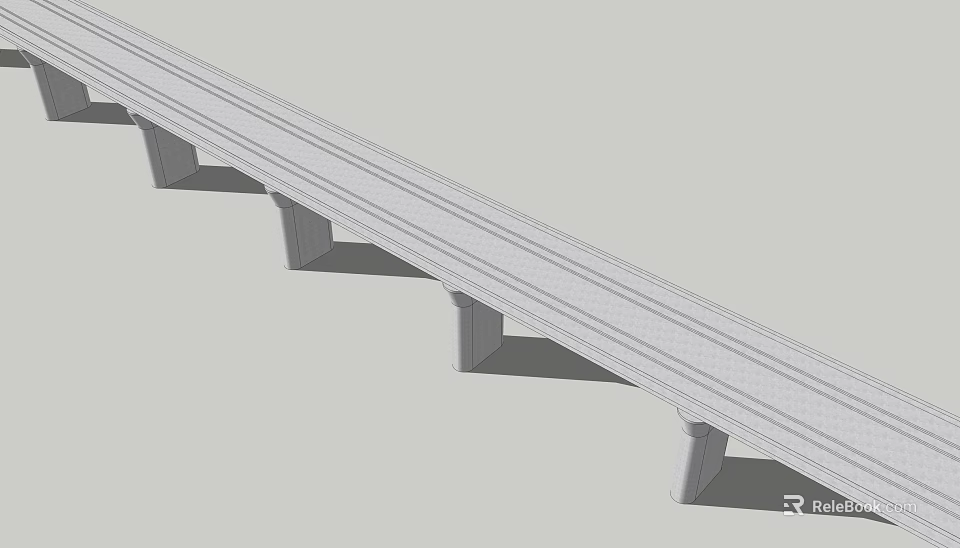 Road Infrastructure Bridge Structure Design with Multi Concrete Piers 3d model 