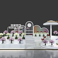 Flower Shop Interior With White Decorative Stands And Assorted Floral Displays