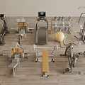 Gym Sports Equipment Collection With Treadmill Dumbbells Weight Bench And Exercise Machines