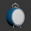 Round Alarm Clock With Reflective Face Showing Building And Plaza 3d model