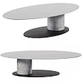 Modern Marble Coffee Table With Oval Top And Black Base In Different Heights