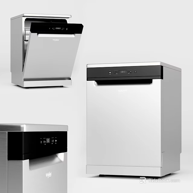 Modern Stainless Steel Kitchen Appliances With Black Control Panels And Sleek Design 3d model 