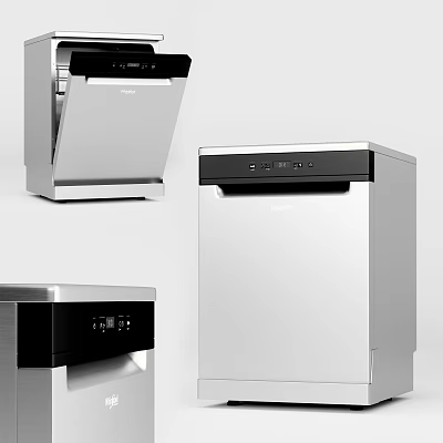 Modern Stainless Steel Kitchen Appliances With Black Control Panels And Sleek Design 3d model