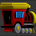 Colorful Electric Toy Train With Red Body Yellow Roof And Blue Windows