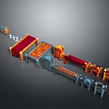 Colorful Building Block Model Components With Red Orange Blue Long Strips And Blocks