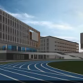 Modern School Building Complex With Classroom Structures Track Field And Lush Greenery 3d model