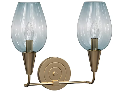 Modern Double Wall Sconce with Transparent Gradient Glass Shades and Brass Base 3d model