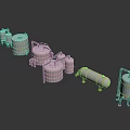 Industrial Metallic Storage Tanks With Various Sizes Pipes And Reflective Surfaces