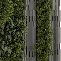 Green Plant Wall with Vertical Metal Strips for Modern Interior Design