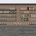 Elegant Modern Home Bar Wine Cabinet With Multiple Shelves Various Wine Bottles And Decorative Drawers