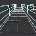 Industrial Metal Grating Bridge Featuring Perforated Floor Panels and Railings